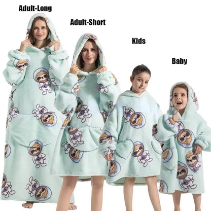 Adults Kids Baby Blankets Cute Animal Oversized Warm Fleece Giant TV Blanket with Sleeves Pullover Super Long Hoodies Sweatshirt