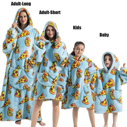 Adults Kids Baby Blankets Cute Animal Oversized Warm Fleece Giant TV Blanket with Sleeves Pullover Super Long Hoodies Sweatshirt