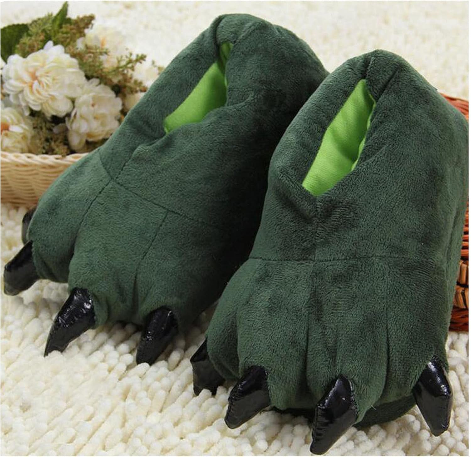 Unisex Soft Plush Paw Slippers Animal Paw Slippers Women'S Shoes Dinosaur Paw Slippers