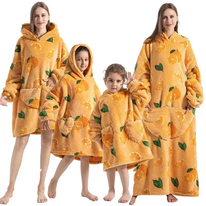 Adults Kids Baby Blankets Cute Animal Oversized Warm Fleece Giant TV Blanket with Sleeves Pullover Super Long Hoodies Sweatshirt