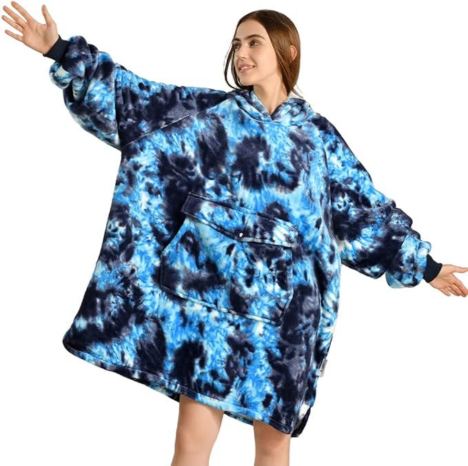 Warmencozy "TyeDye Blue" Blanket Hoodie