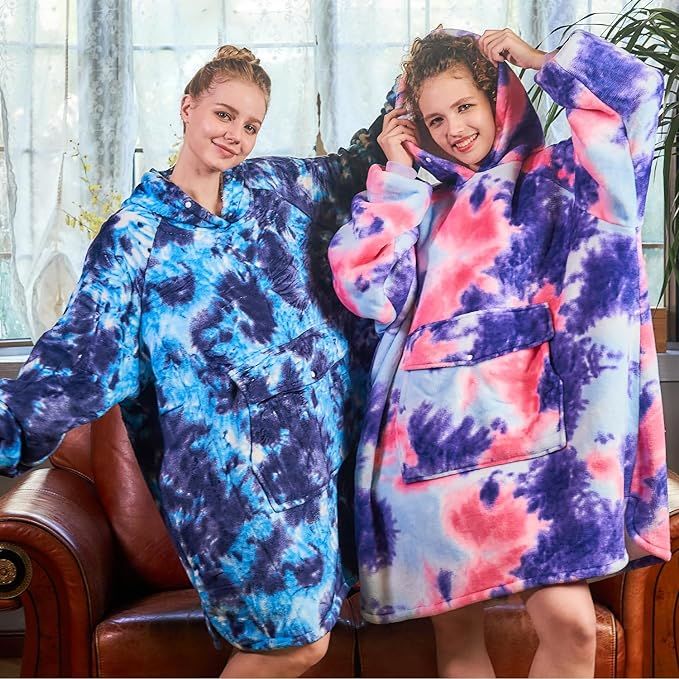 Warmencozy "TyeDye Blue" Blanket Hoodie