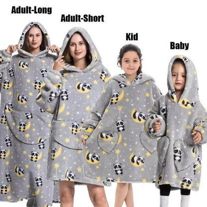 Adults Kids Baby Blankets Cute Animal Oversized Warm Fleece Giant TV Blanket with Sleeves Pullover Super Long Hoodies Sweatshirt